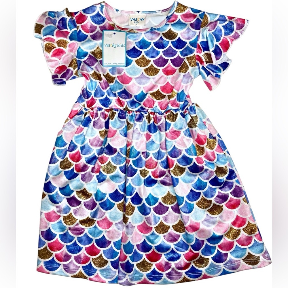 Girl's 4T Mermaid Scale Dress Shimmery Shiny Colorful